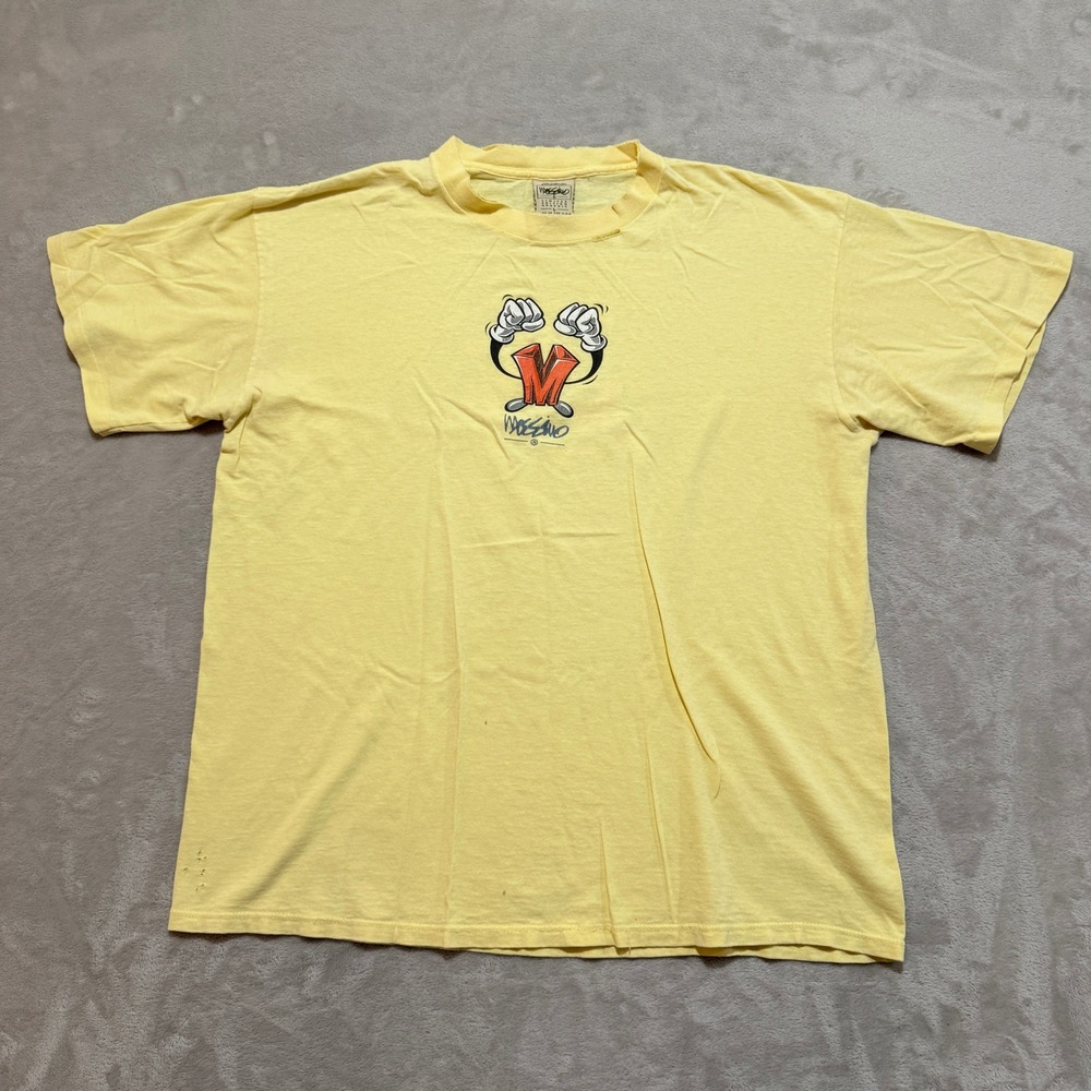 VTG Mossimo Punchin The Clown T-Shirt Men L Yellow Limited Edition Grunge 90 USA - Picture 1 of 10